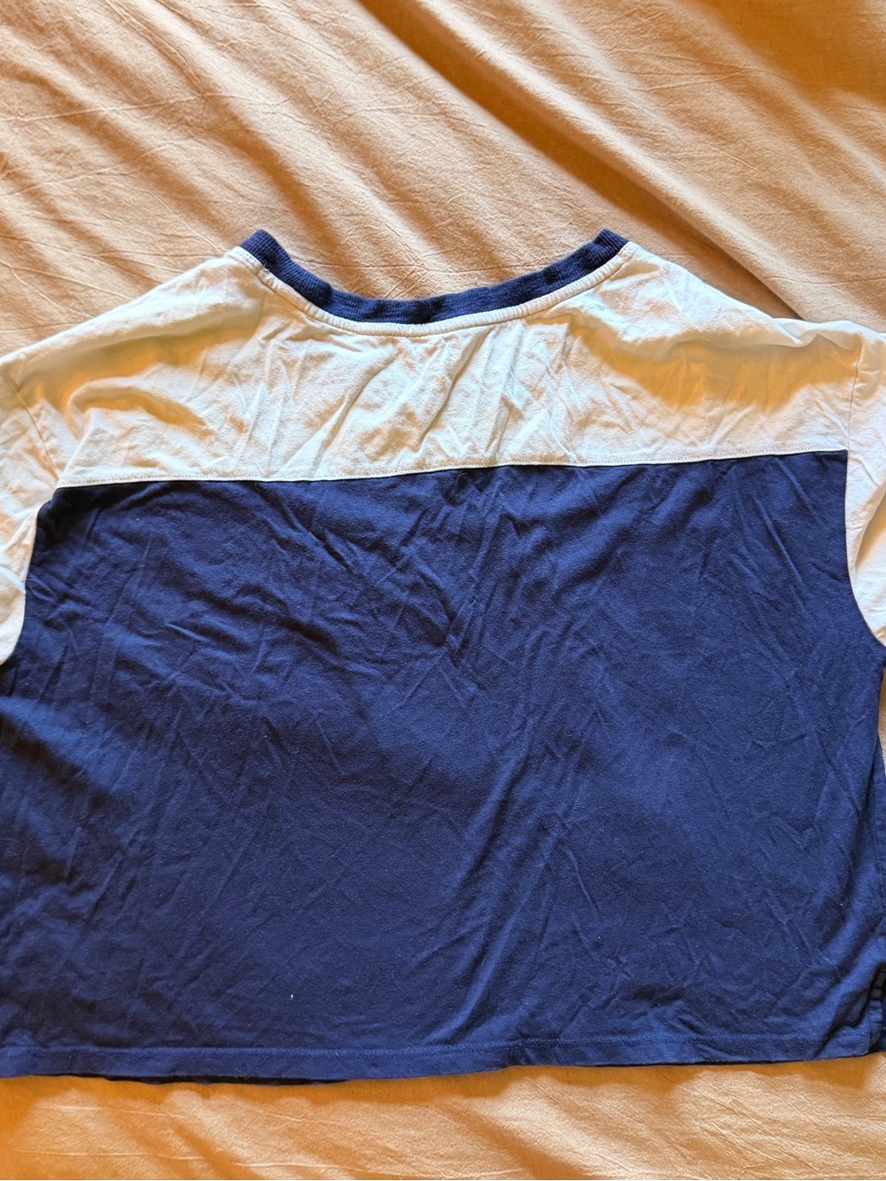 Maeve by Anthropologie Colorblock Navy and White Tee with Yellow Accent - Picture 3 of 4